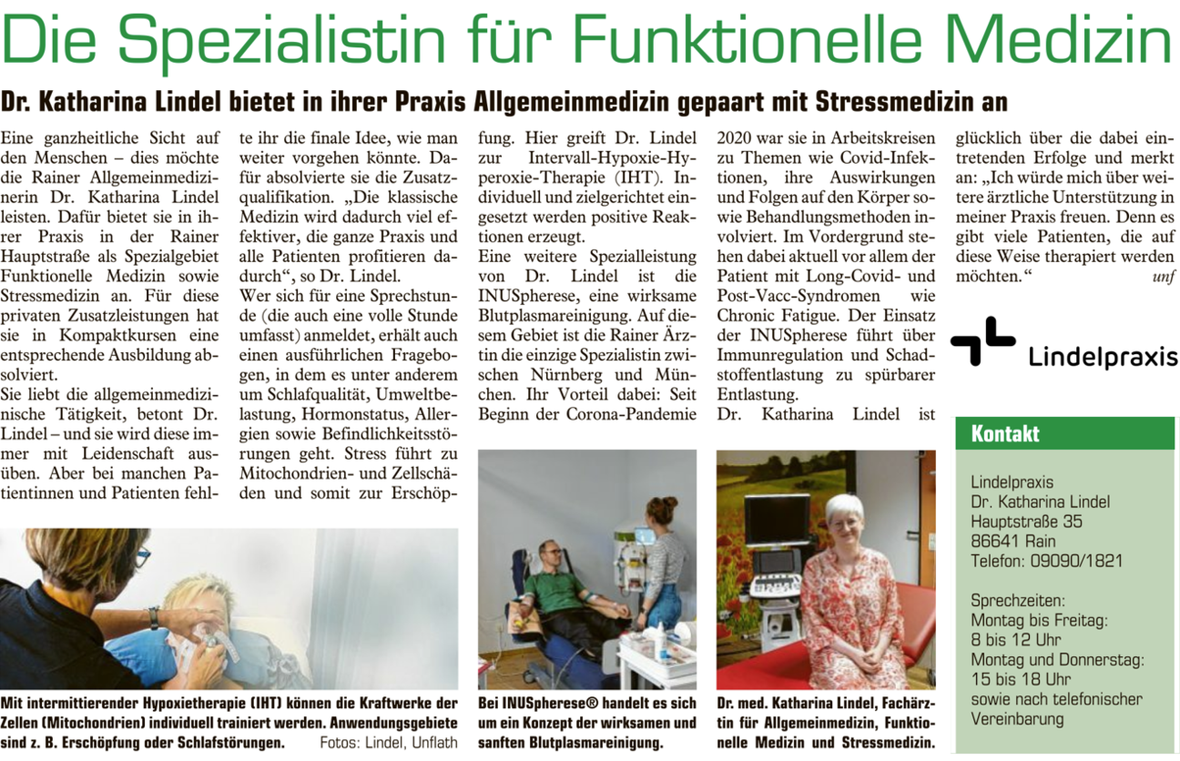 Zeitungsartikel über die Lindelpraxis
